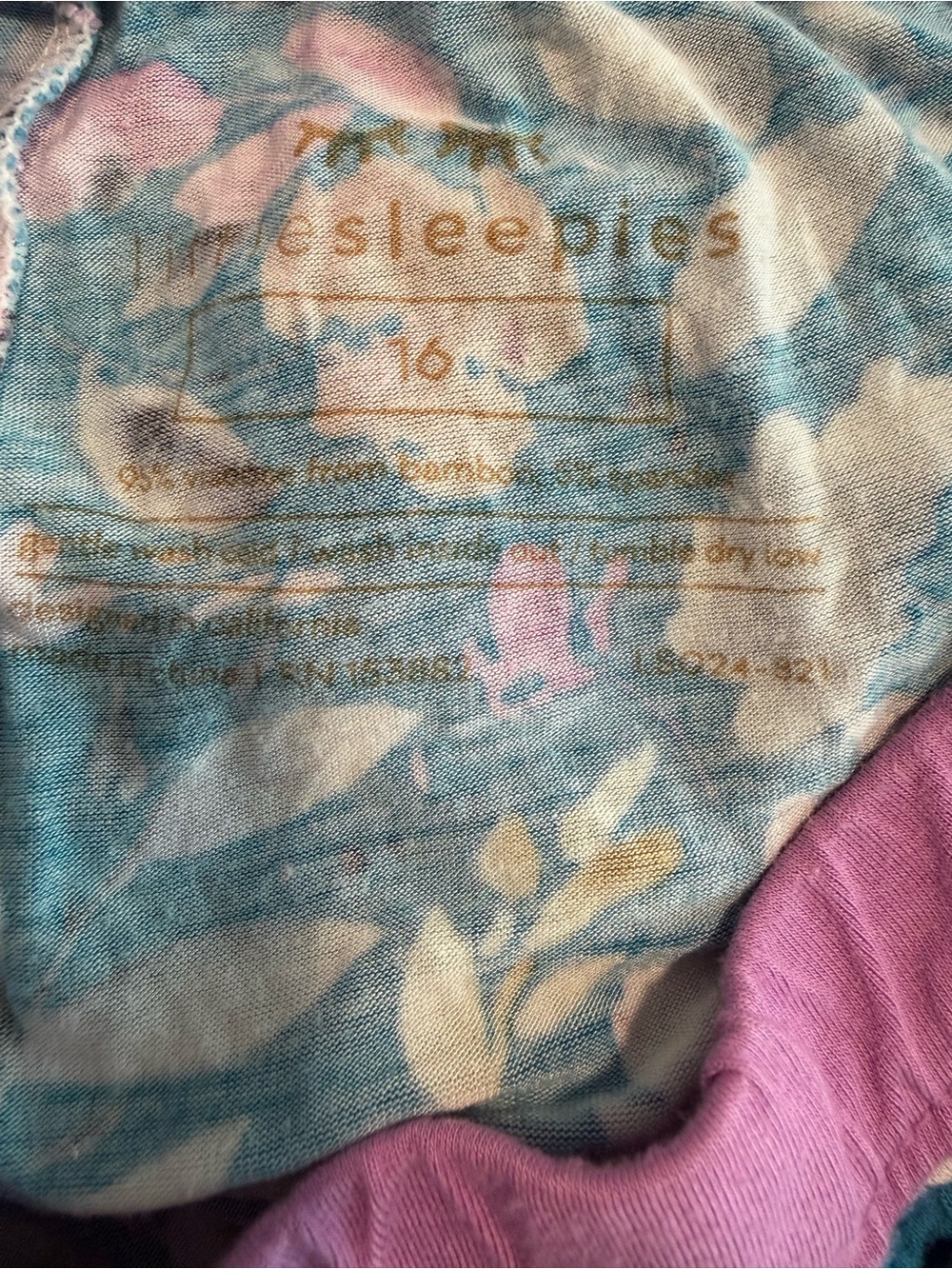 Little Sleepies Blue Floral Long Sleeve Pajama Set with Pink Trim - Picture 6 of 6